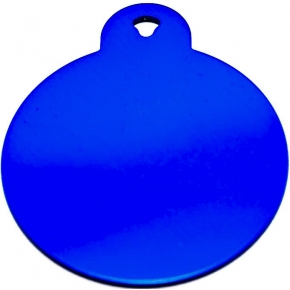 Engraved Large Blue Circle Dog Tag - Cat Tag